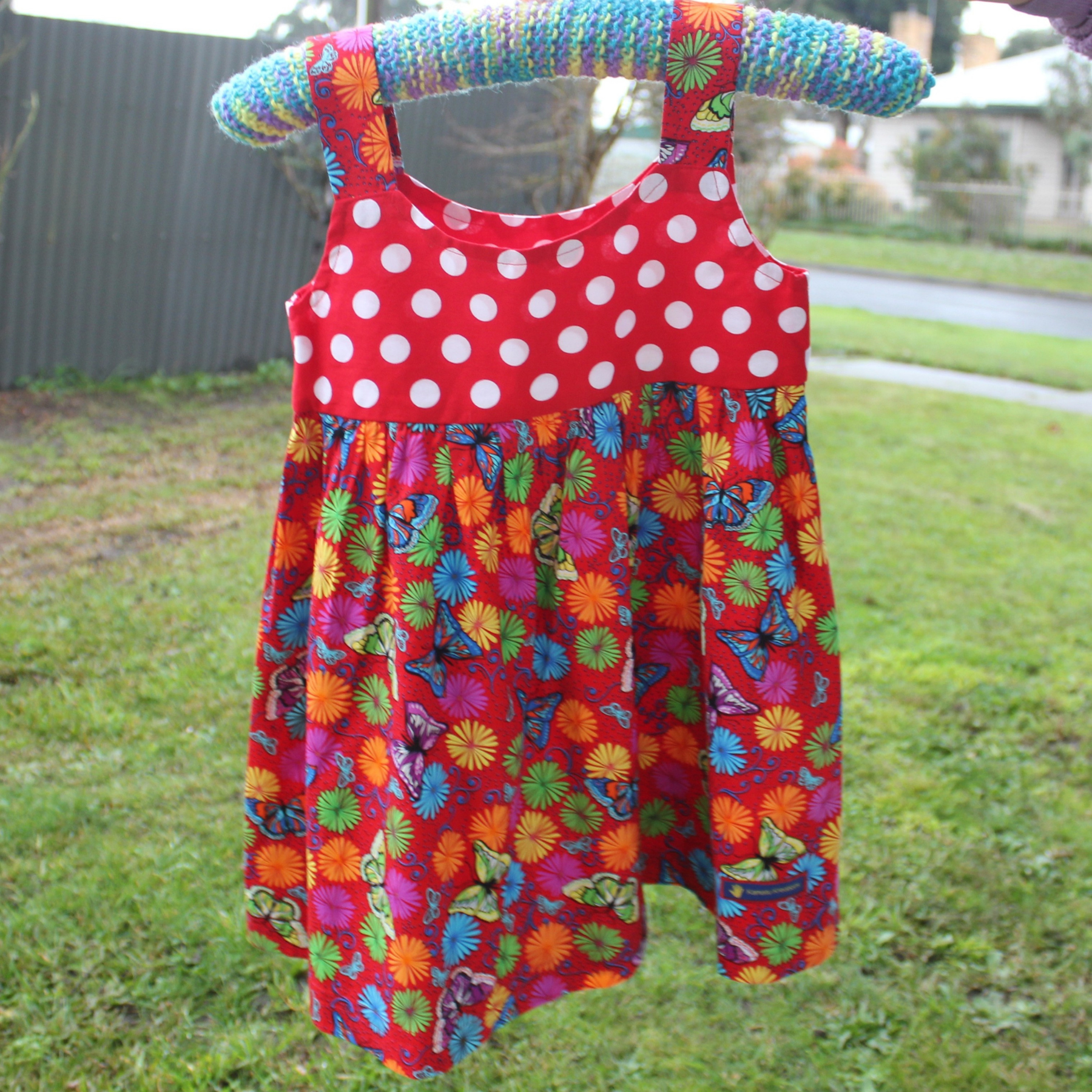 Girls Dress Size 5,Polkadots/Butteflies Floral.
