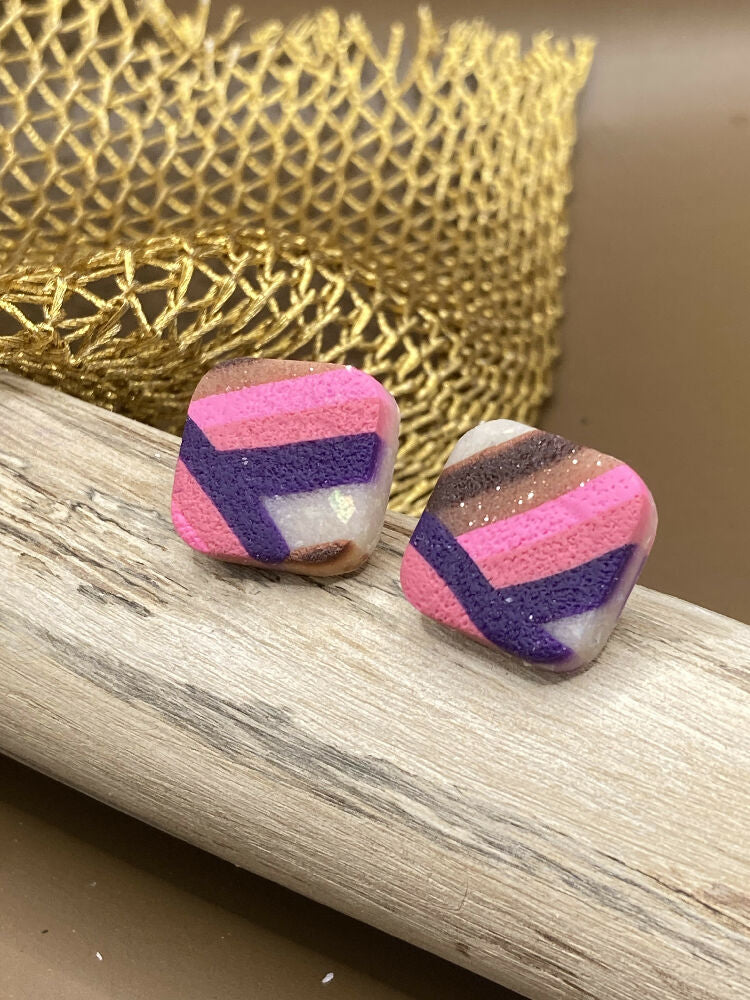 Magenta rainbow studs
