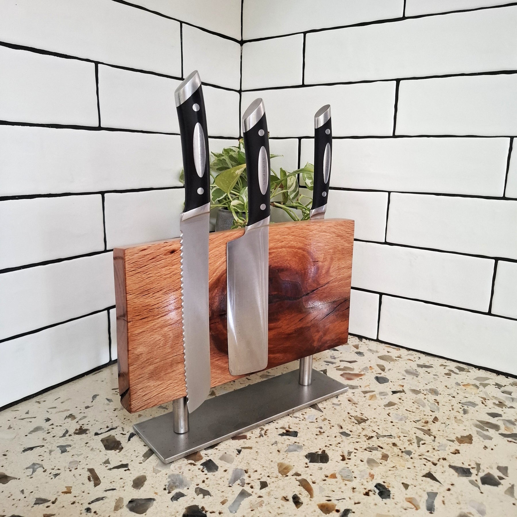 Handmade Wooden Magnetic Knife Block