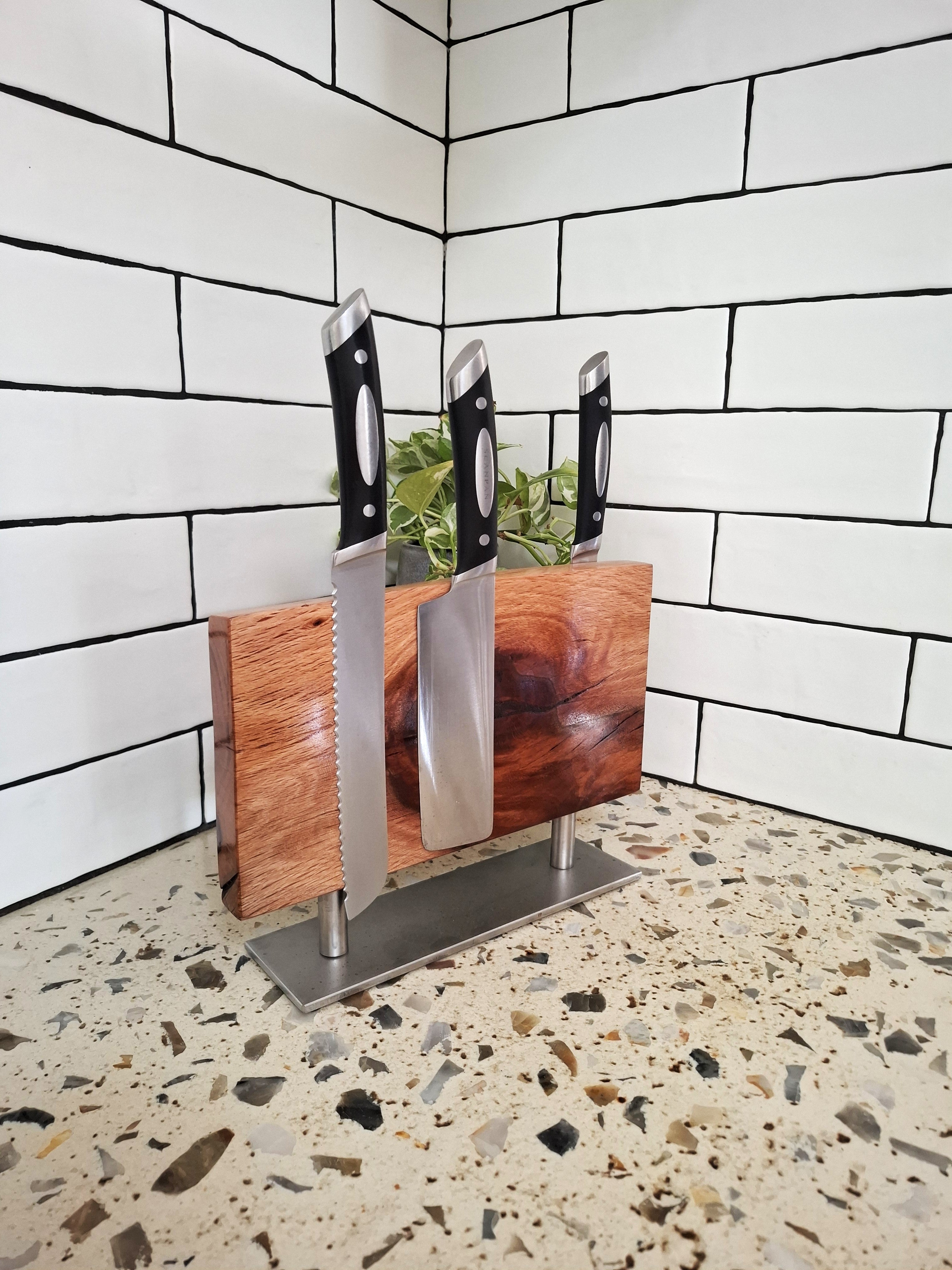 Handmade Wooden Magnetic Knife Block