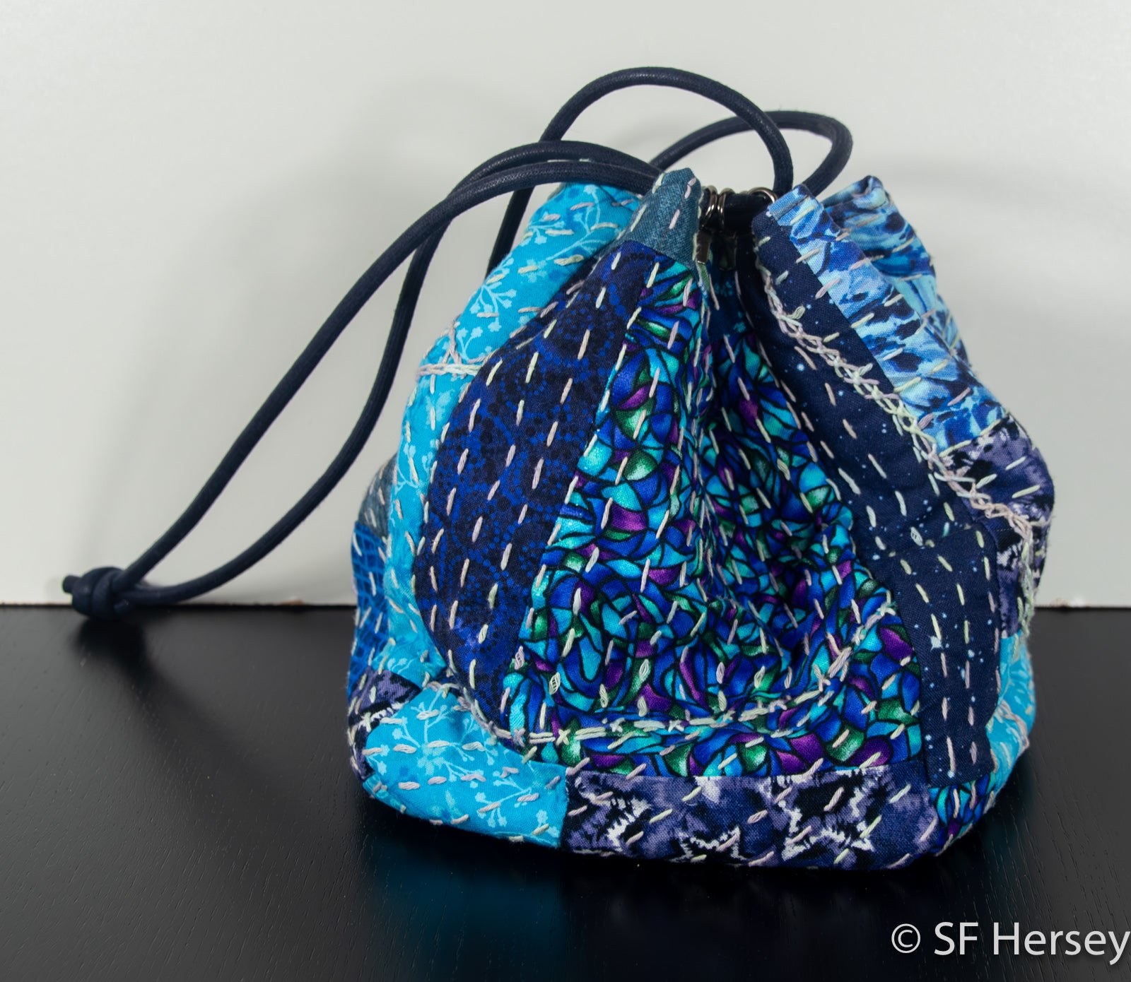 Boro-style Drawstring Pouch
