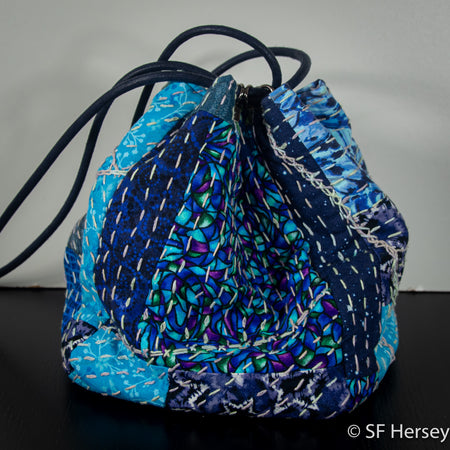Boro-style Drawstring Pouch