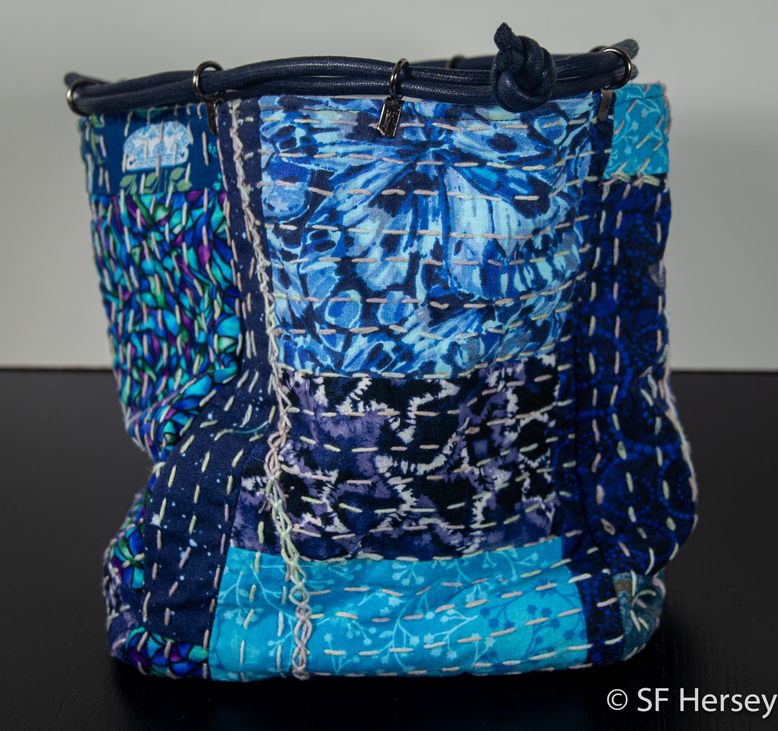 Boro-style Drawstring Pouch