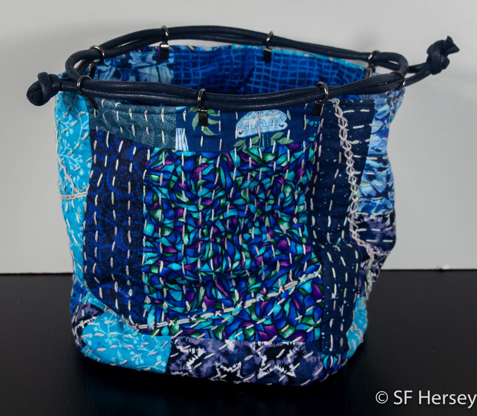 Boro-style Drawstring Pouch