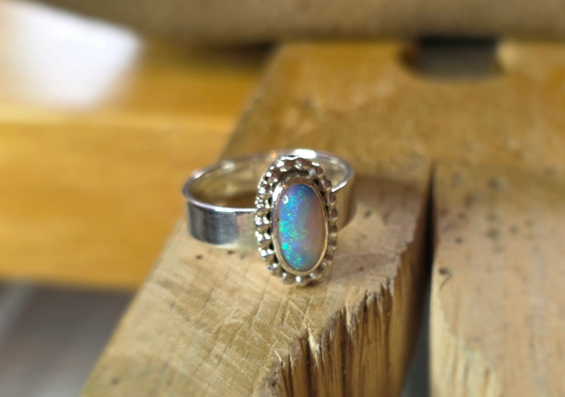 Beautiful Australian opal and Sterling silver ring