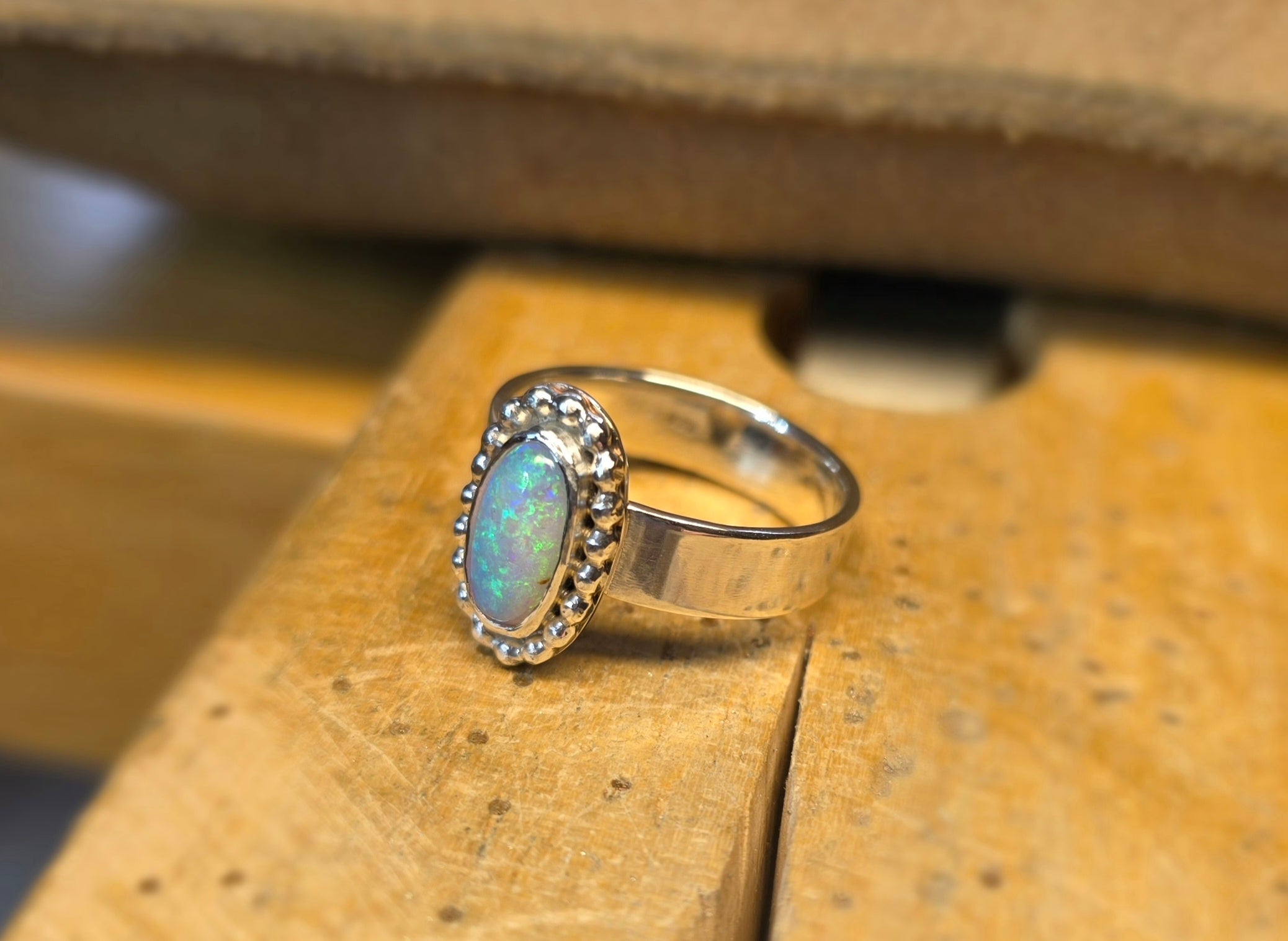 Beautiful Australian opal and Sterling silver ring