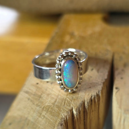 Beautiful solid Australian opal and Sterling silver ring
