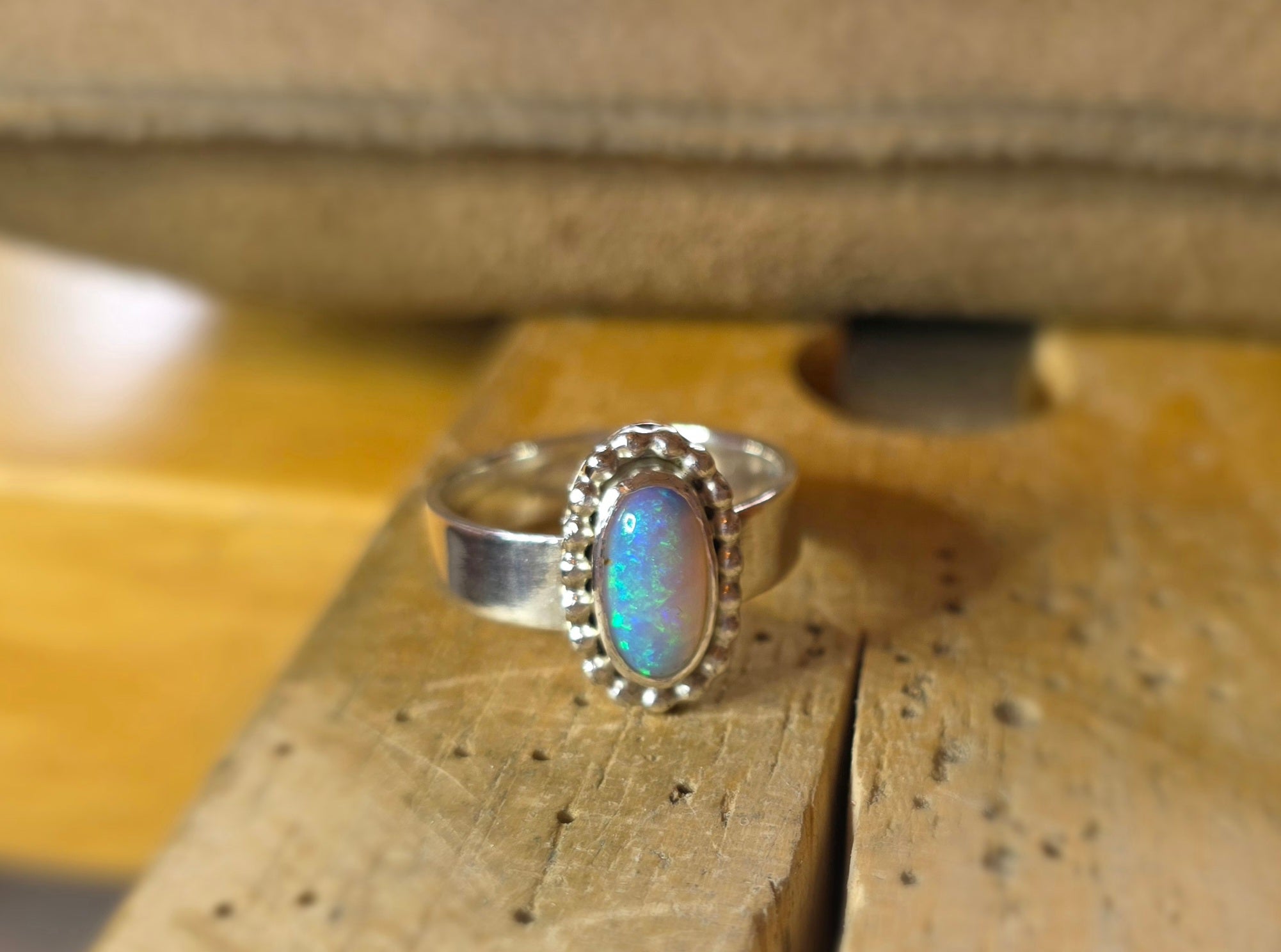Beautiful Australian opal and Sterling silver ring