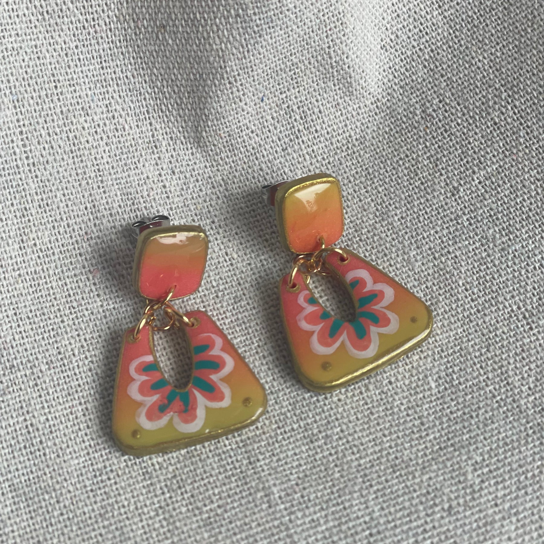 Polymer Clay Stud Dangles - Blossom