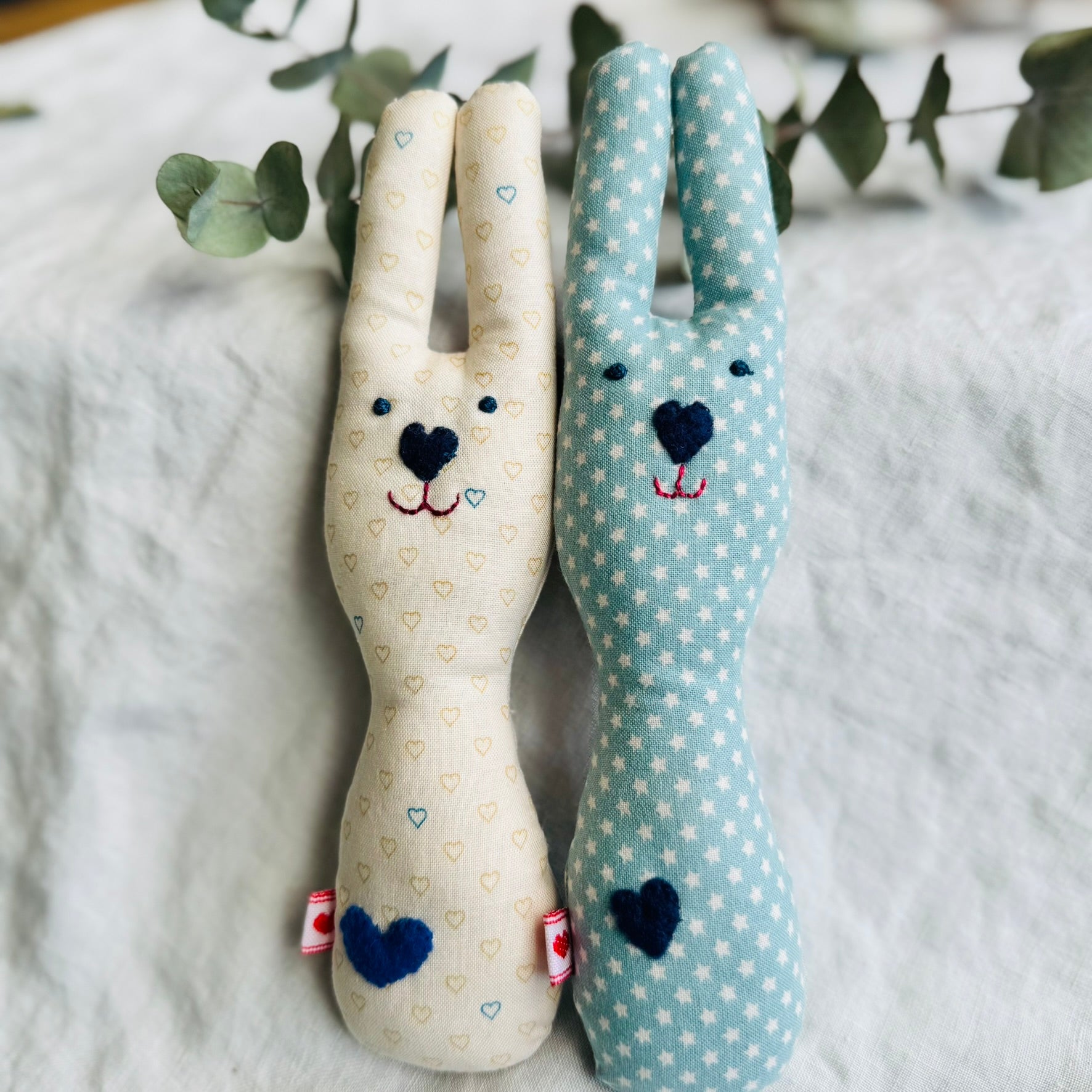 Handmade Bunny Rattle - Lots of options including Liberty