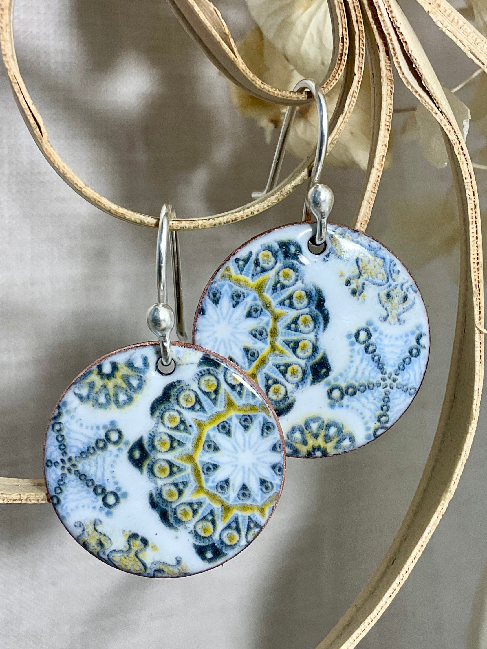 Ocean urchins Handmade earrings. Enamel