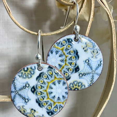 Ocean urchins Handmade earrings. Enamel