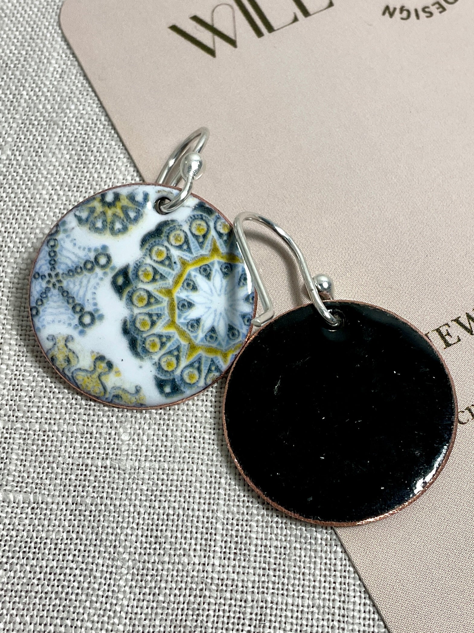 Ocean urchins Handmade earrings. Enamel