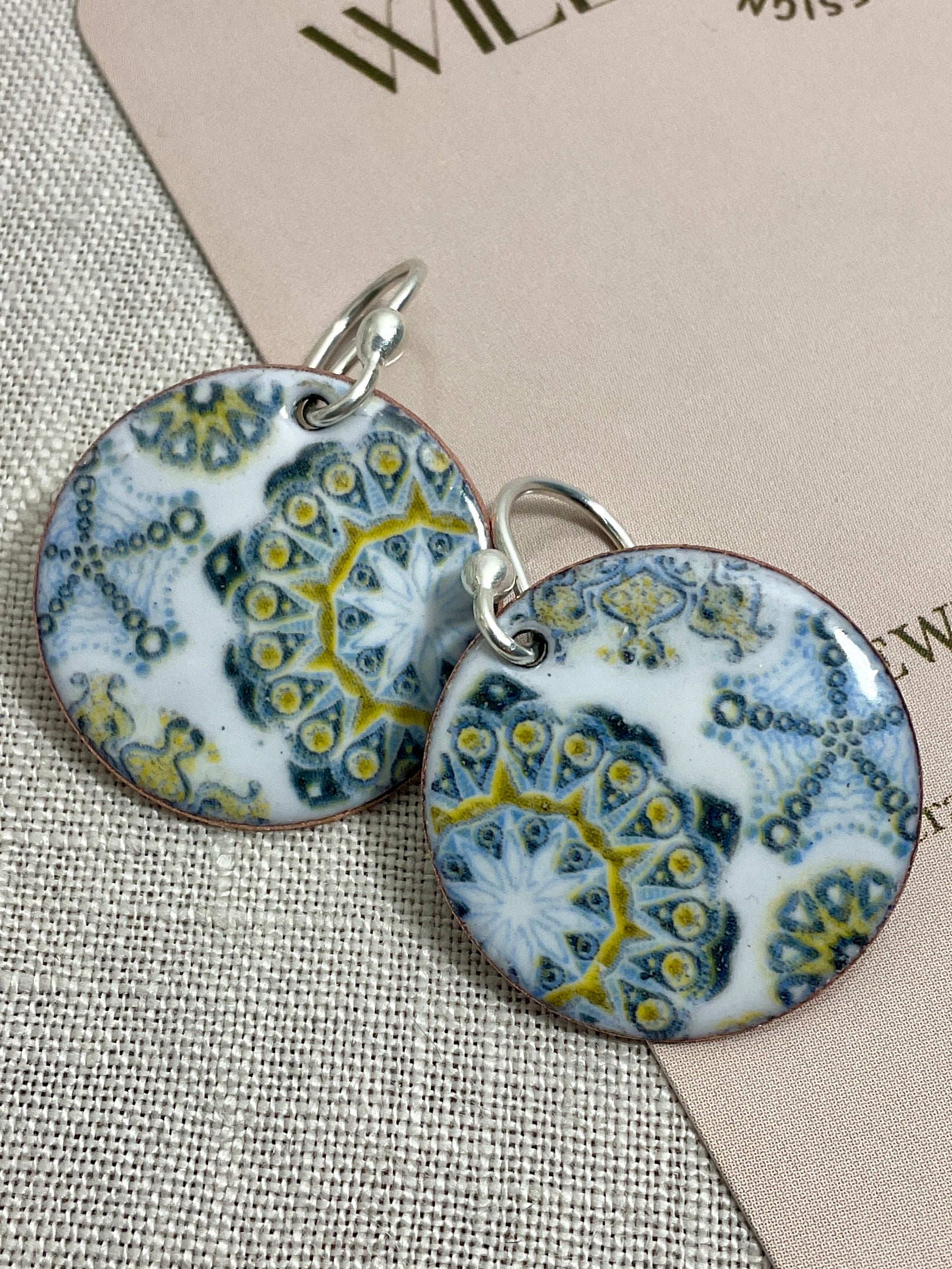 Ocean urchins Handmade earrings. Enamel