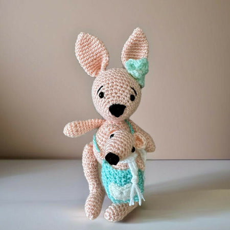 Handmade Mother Kangaroo with Baby Toy