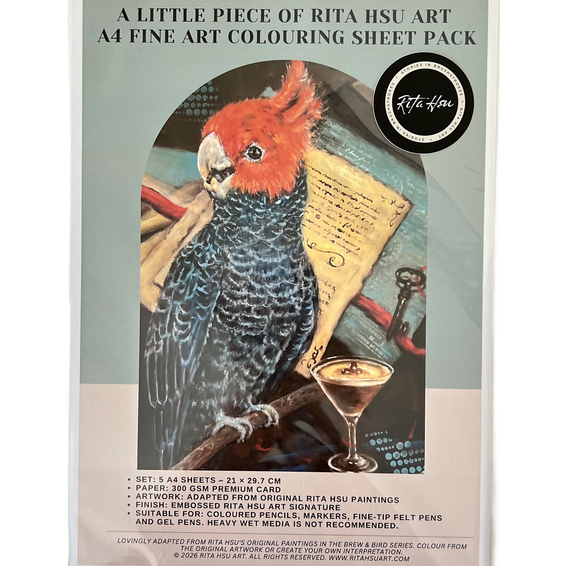 A4 Fine Art Colouring Collection | 5 Bird Designs Per Pack