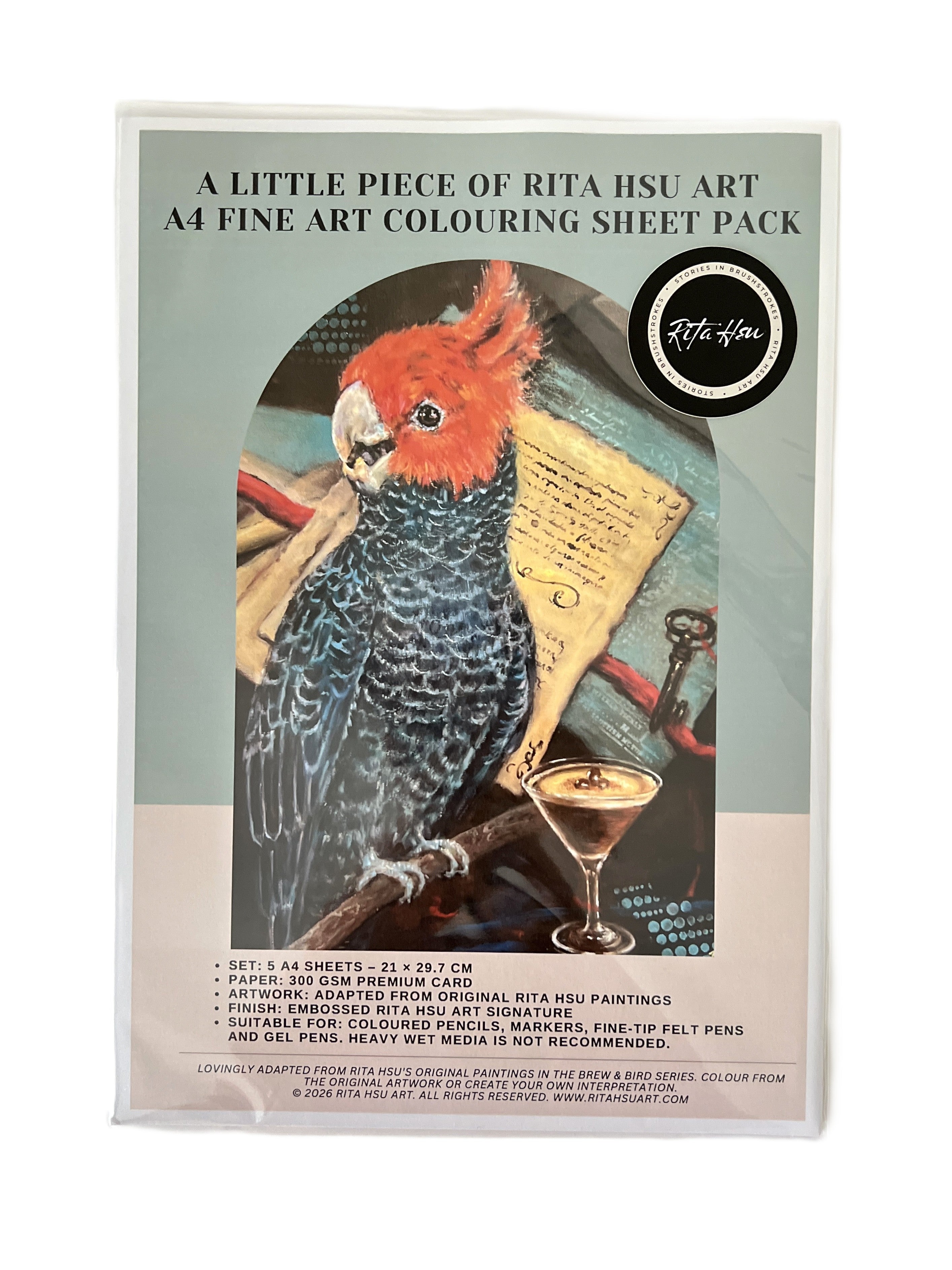A4 Fine Art Colouring Collection | 5 Bird Designs Per Pack