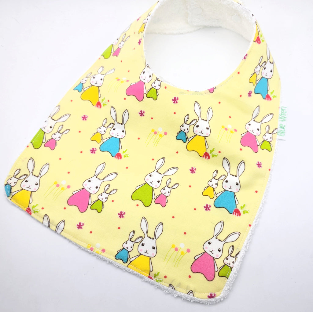 Baby Bib and Bandanna Set Yellow Bunny Fabric