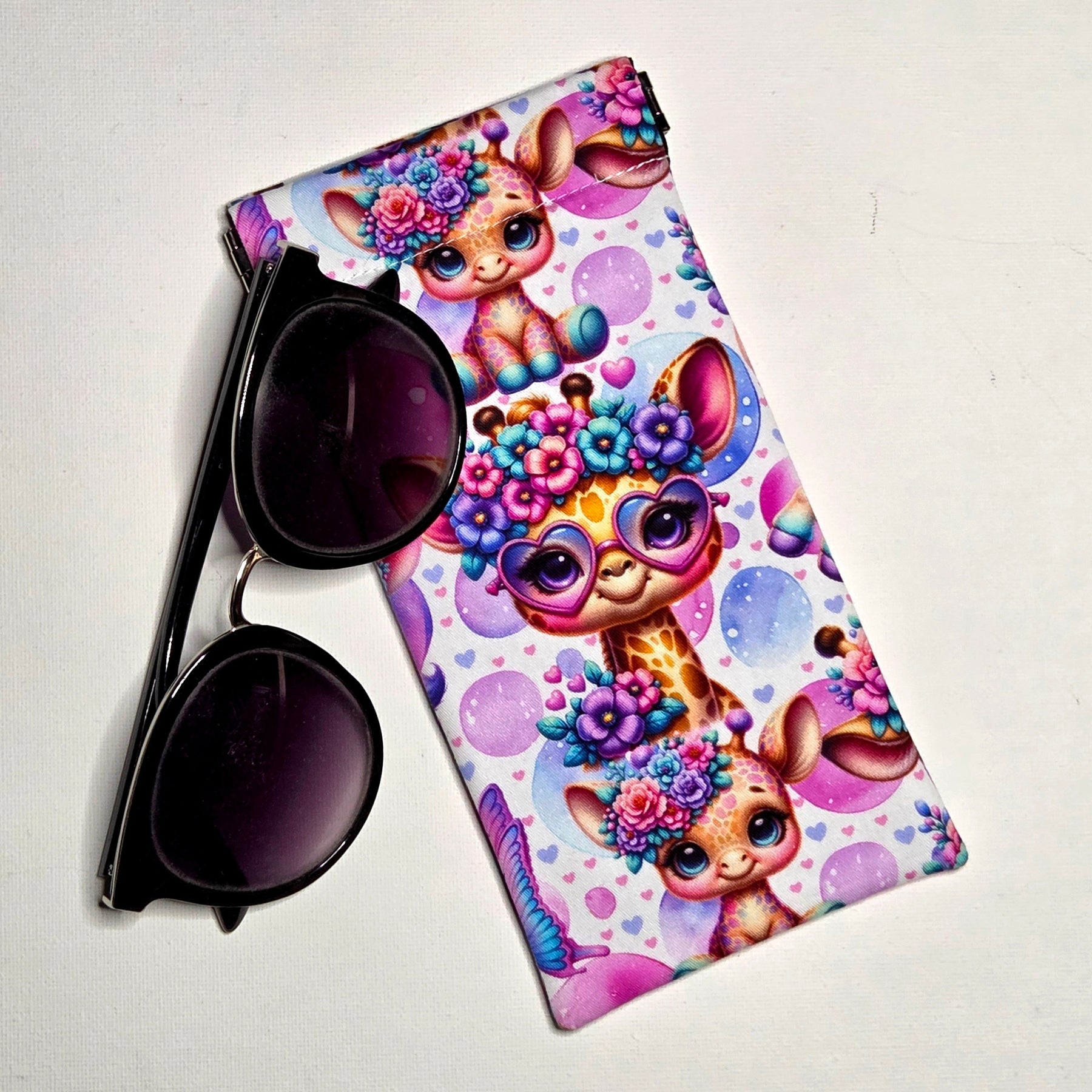 Sunglasses Pouch in pretty giraffe fabric