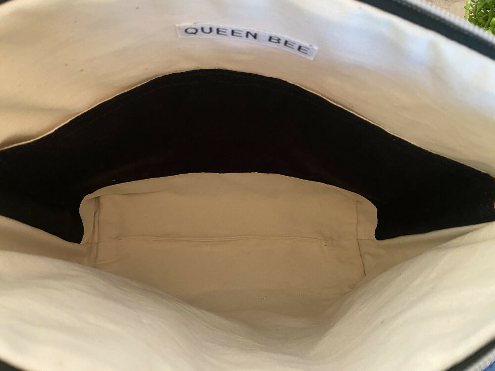 Lola Crossbody/Tote Bag - Black & White Waratah/Black Faux Leather