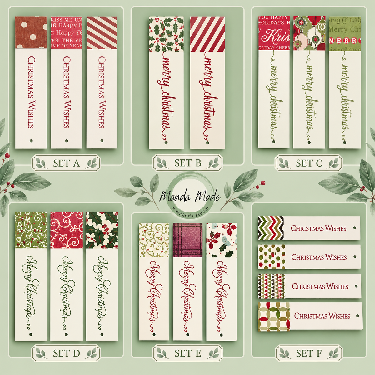 Handmade Christmas Gift Tags – Unique Sets of 15
