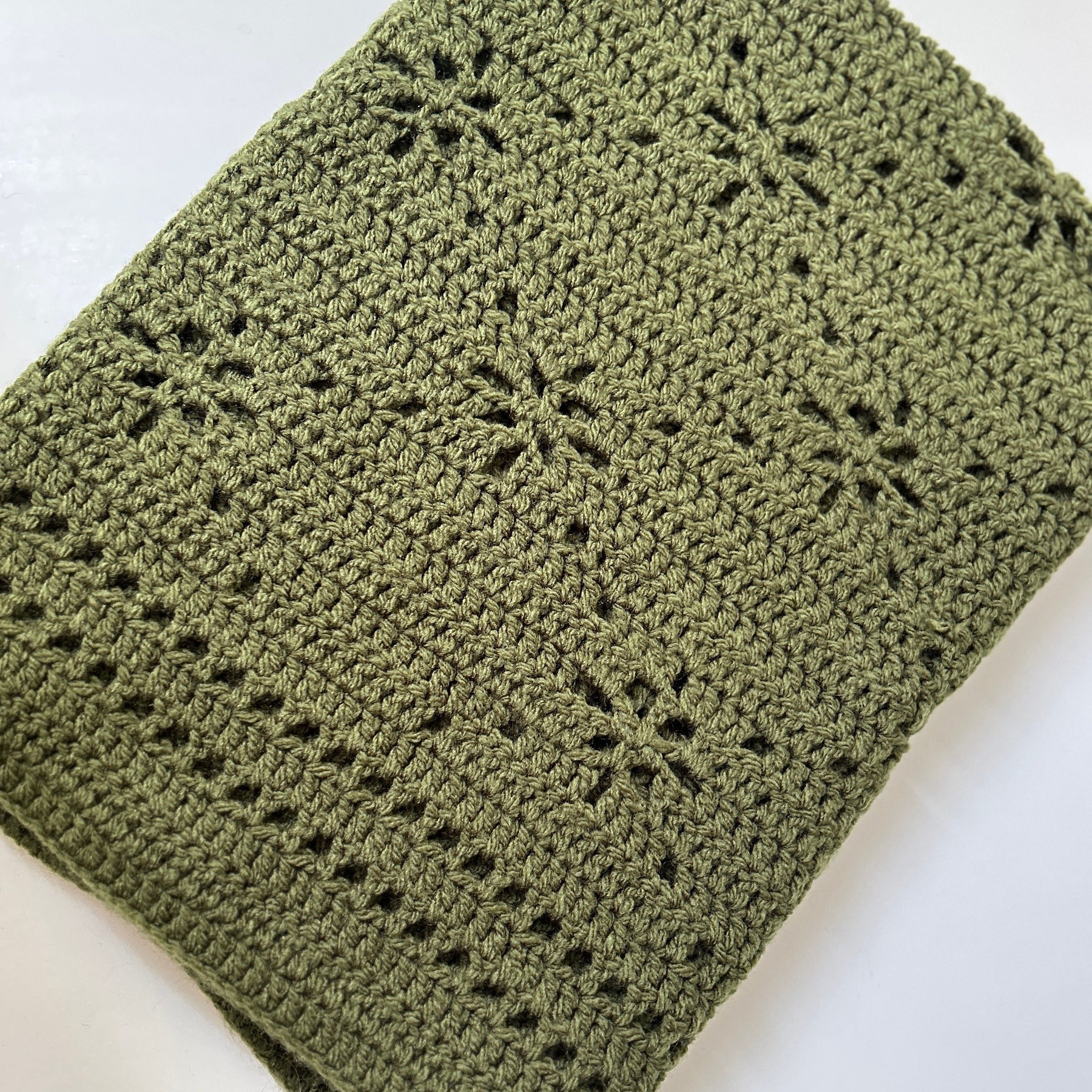 Forest Fields,  Handmade Forest Sage Green Crochet Baby Blanket, Modern Nursery Blanket