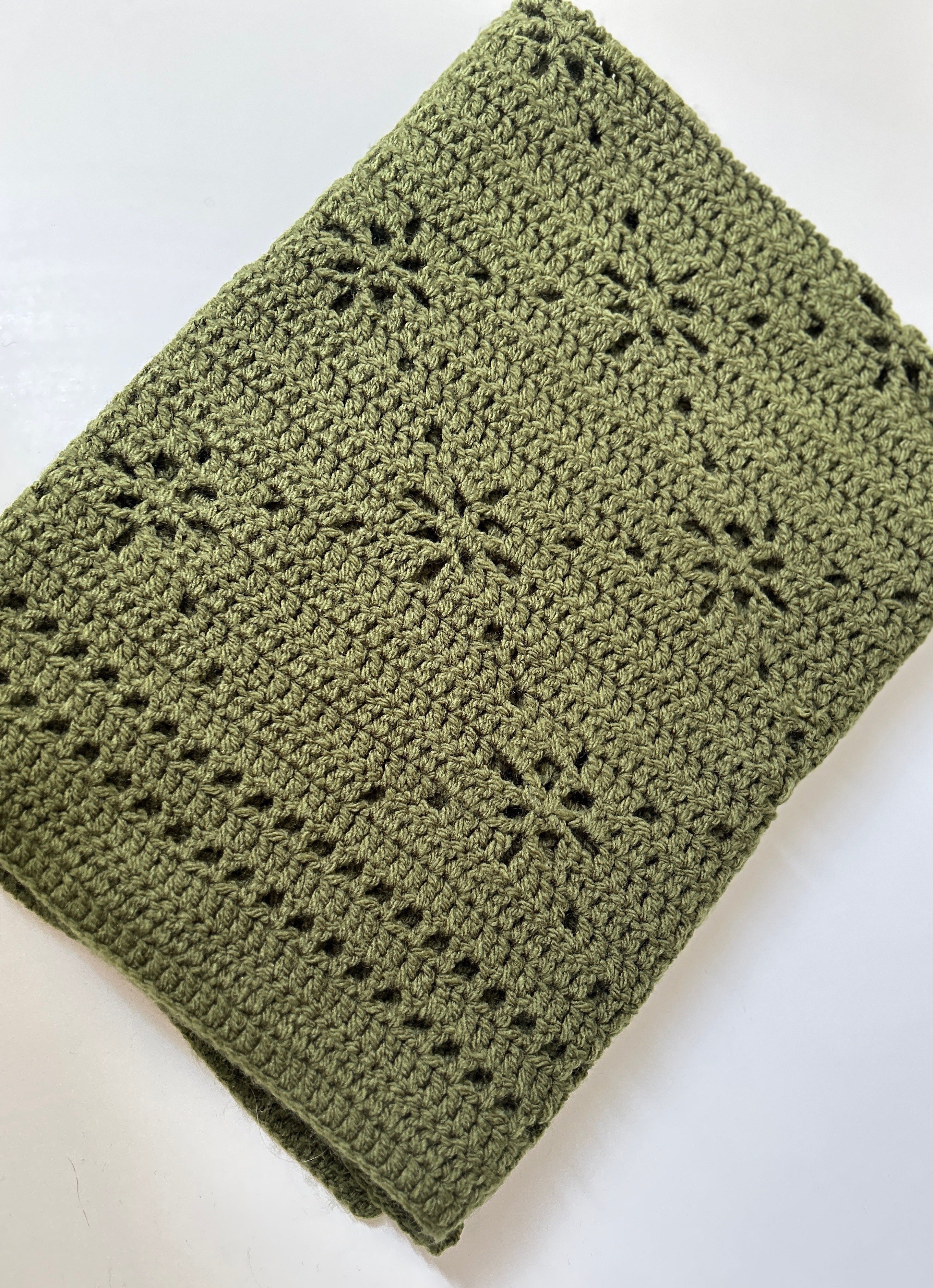 Forest Fields,  Handmade Forest Sage Green Crochet Baby Blanket, Modern Nursery Blanket