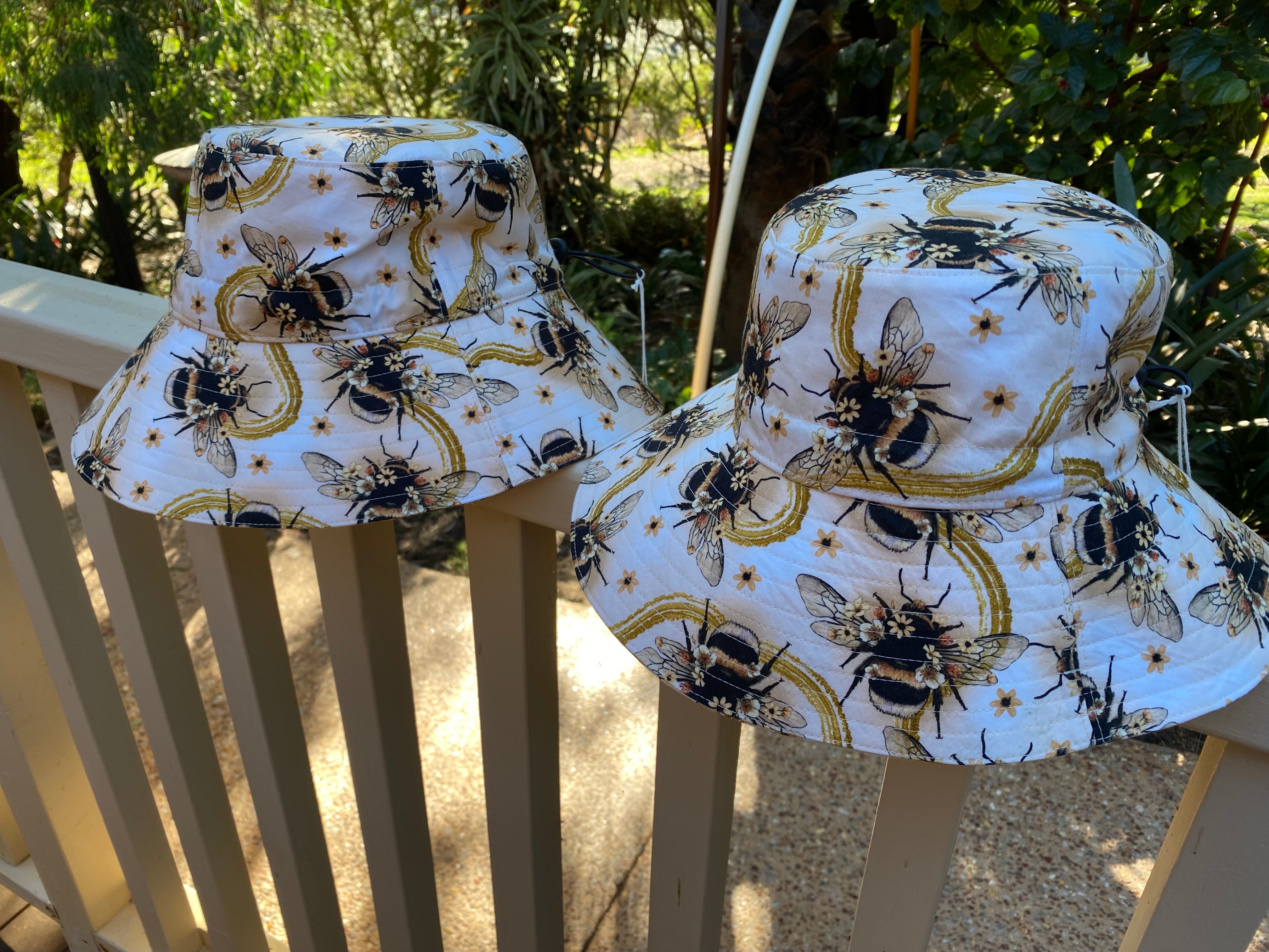 Adult Bucket Hat in Large Scale Bee Print