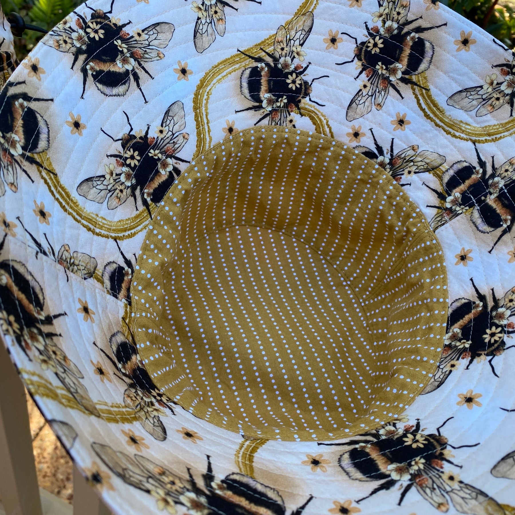 Adult Bucket Hat in Large Scale Bee Print