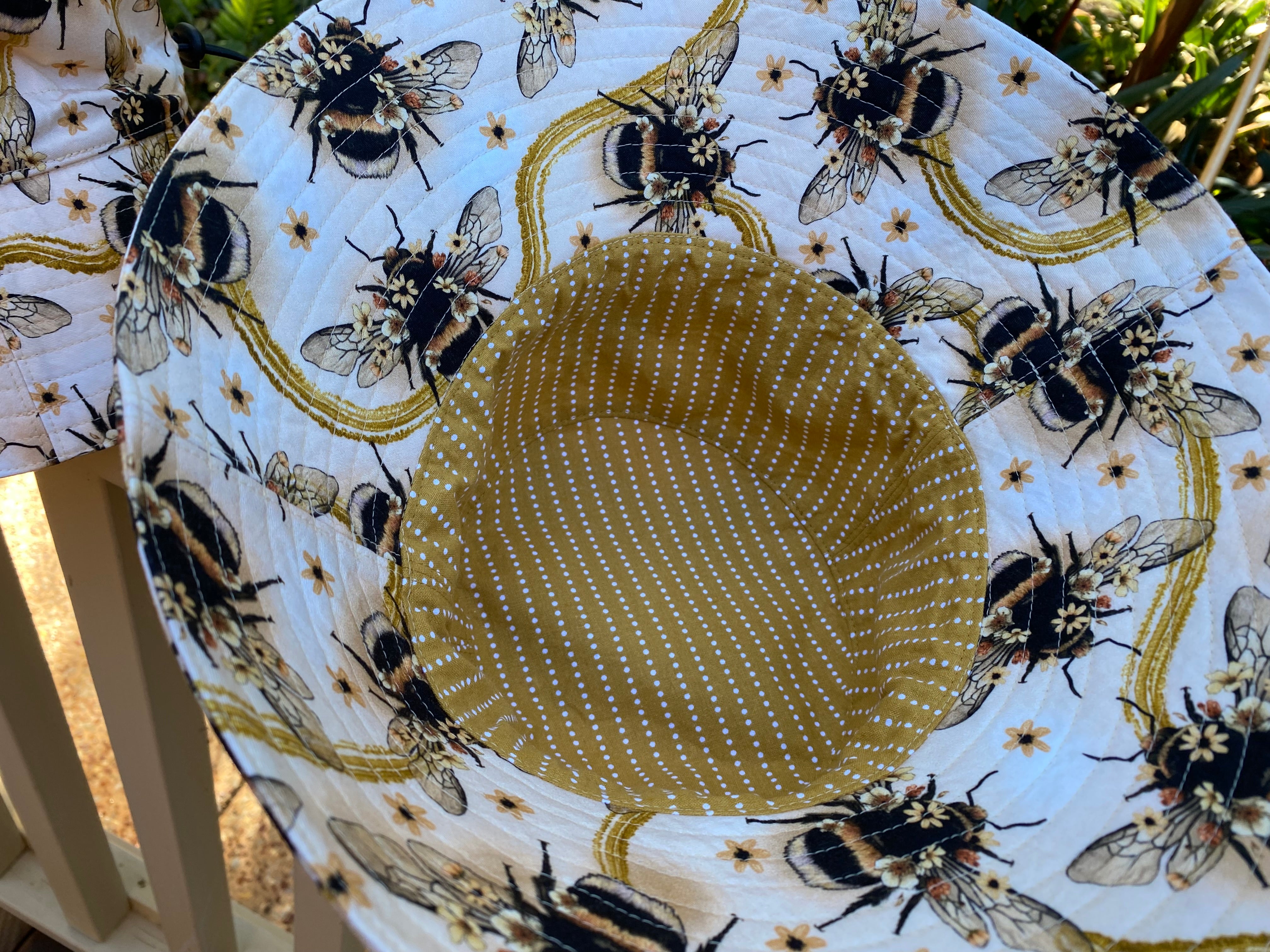 Adult Bucket Hat in Large Scale Bee Print
