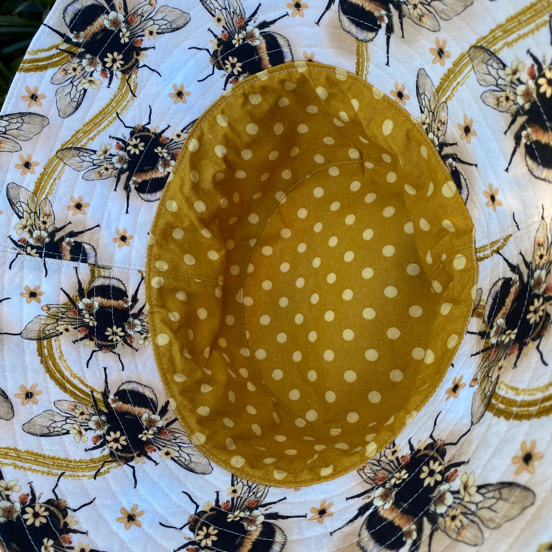Adult Bucket Hat in Large Scale Bee Print