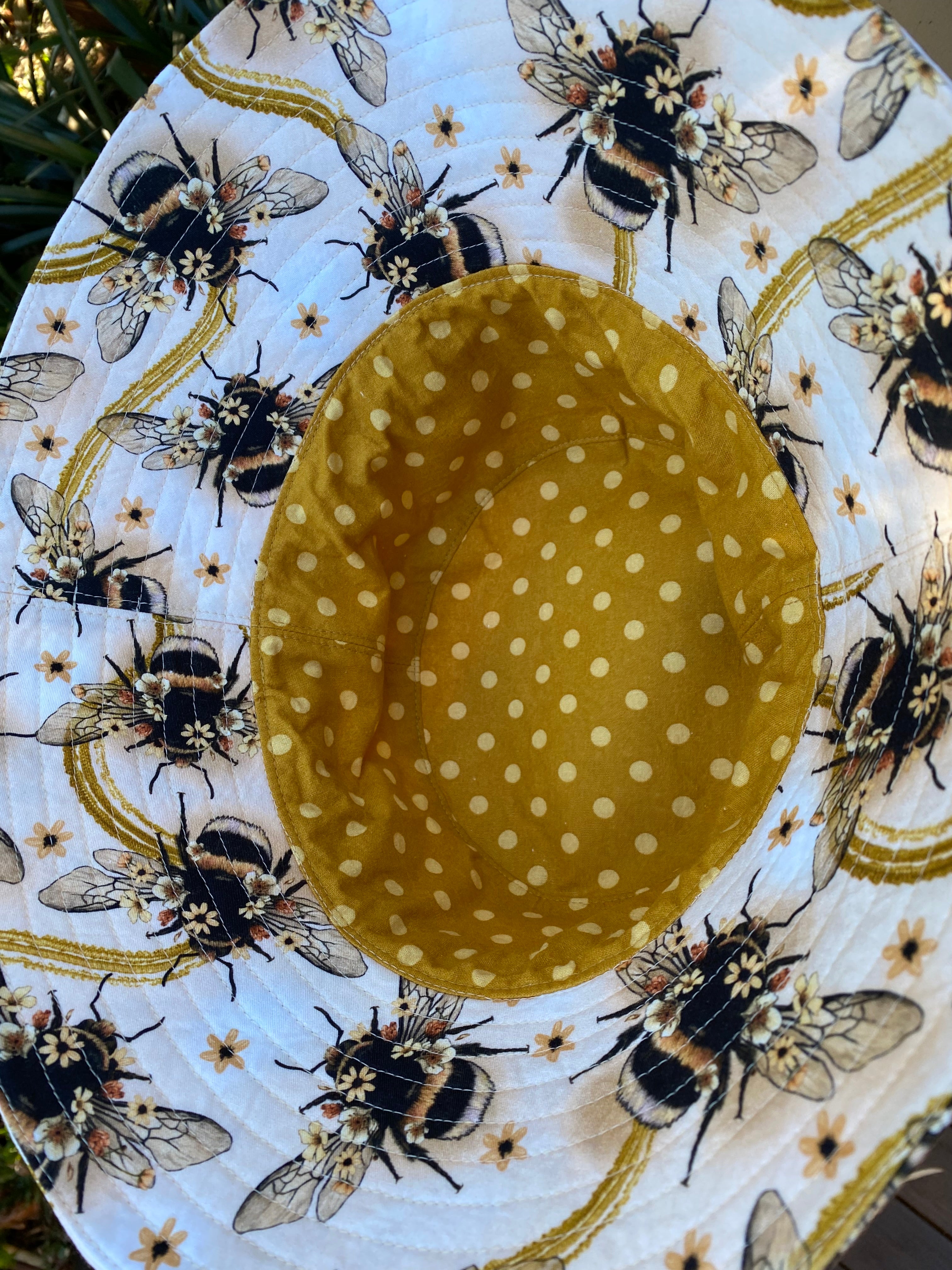Adult Bucket Hat in Large Scale Bee Print