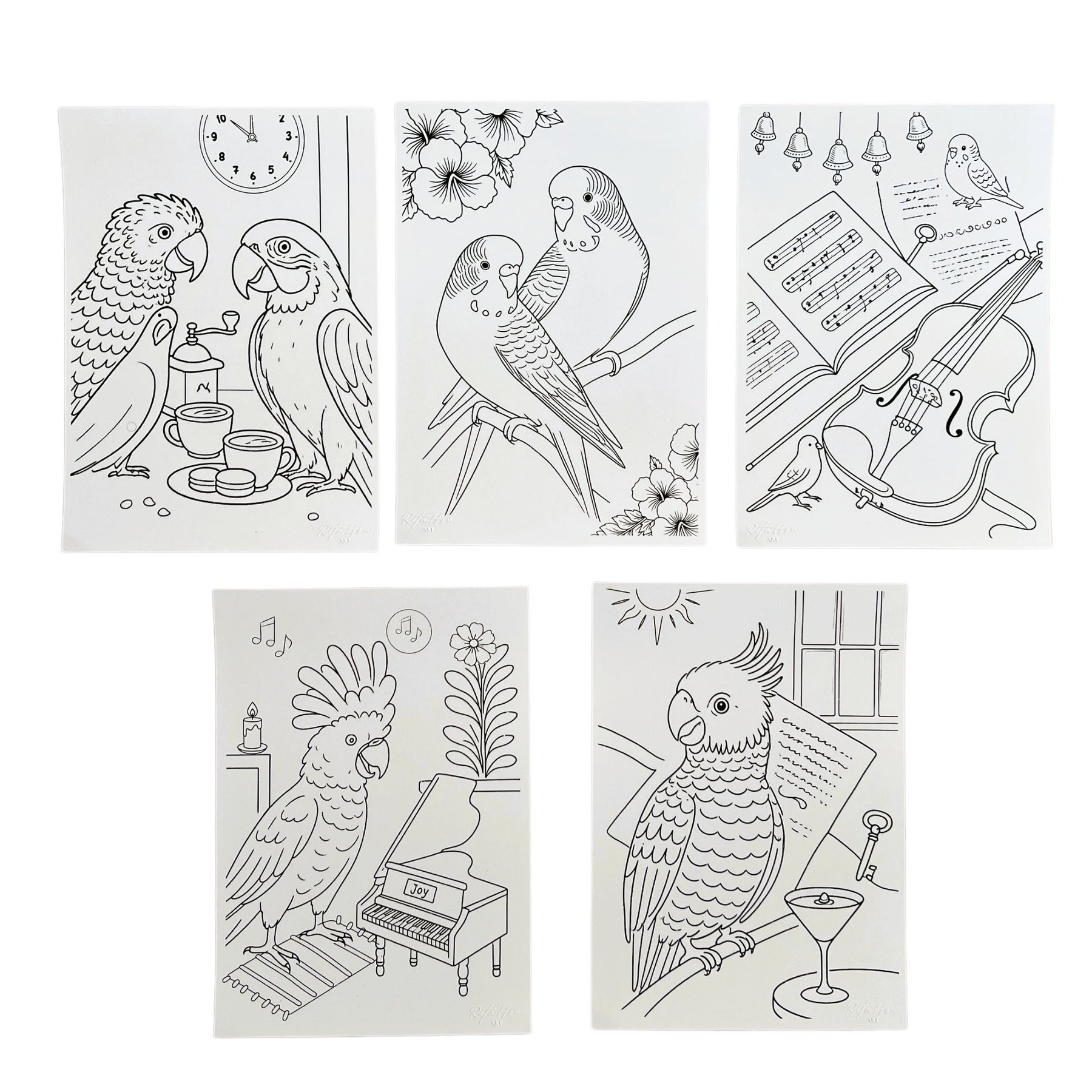 A4 Fine Art Colouring Collection | 5 Bird Designs Per Pack