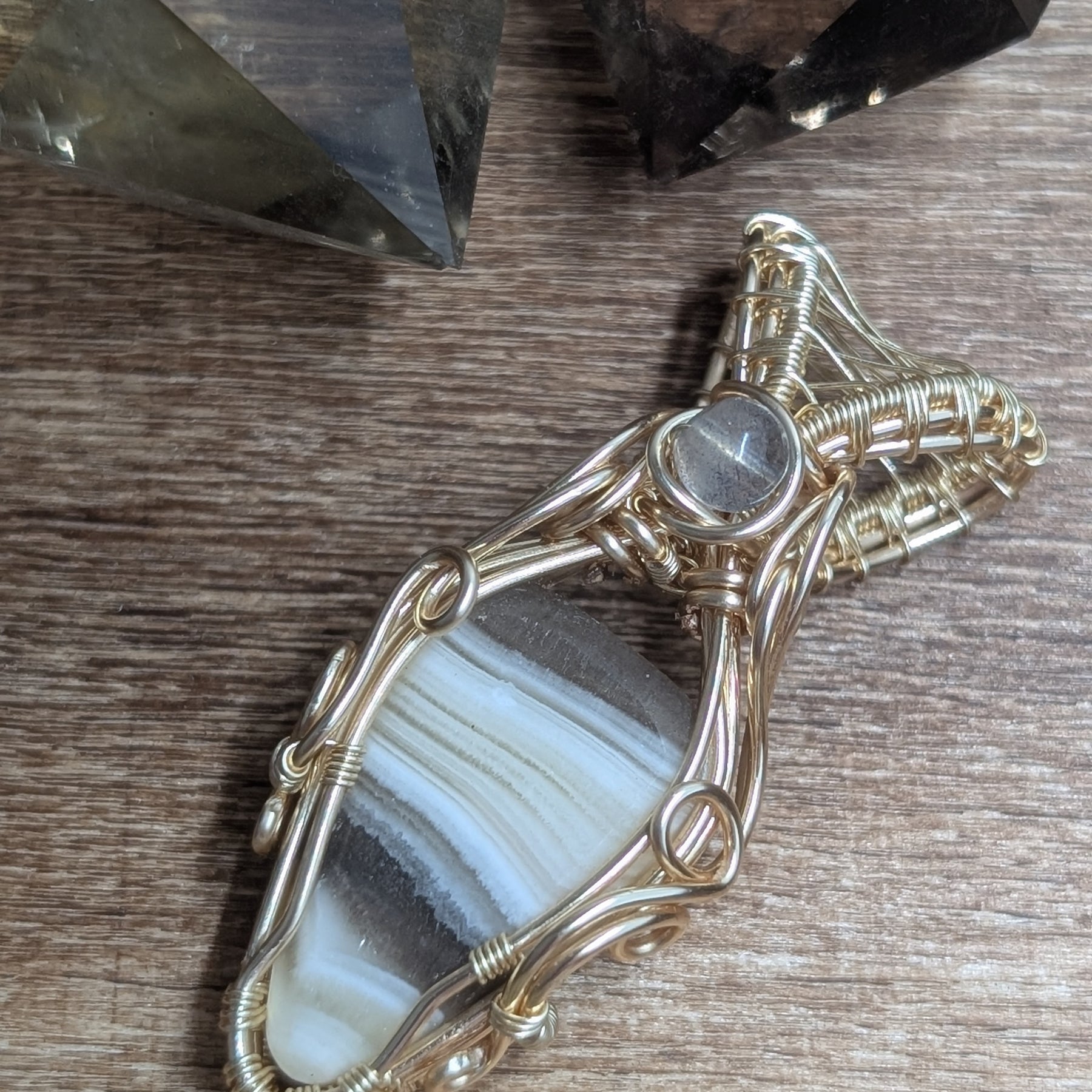 The Page - Zebra Calcite in Gold Coloured Copper