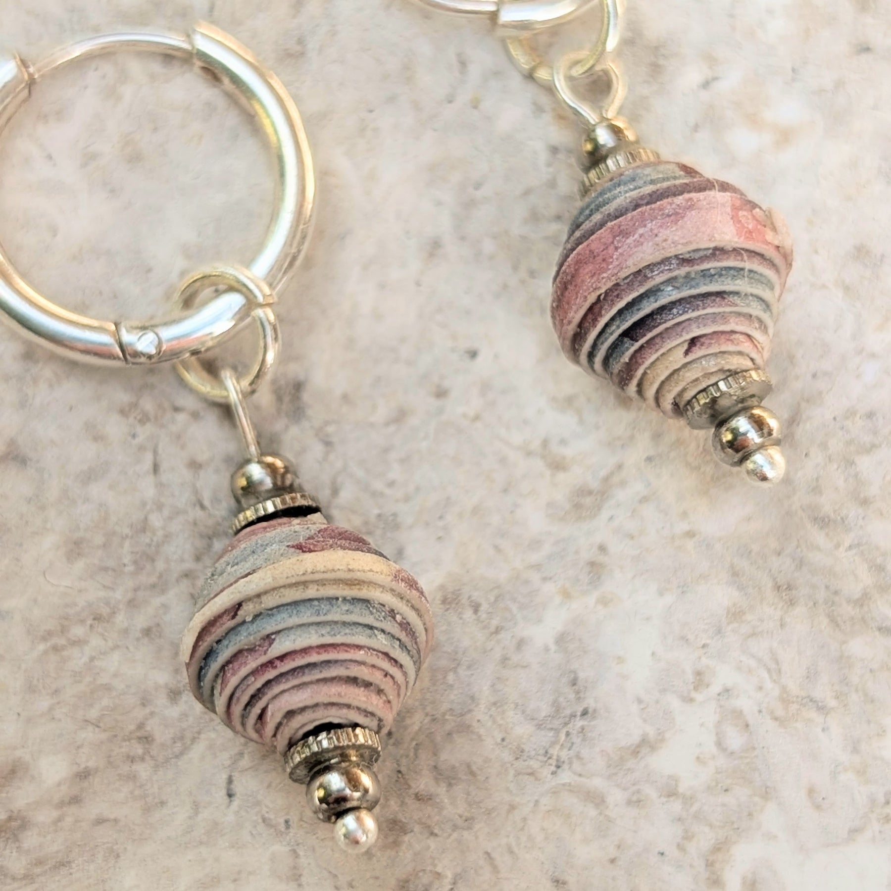 Handmade Paper Bead Hoop Earrings – Sustainable Jewellery