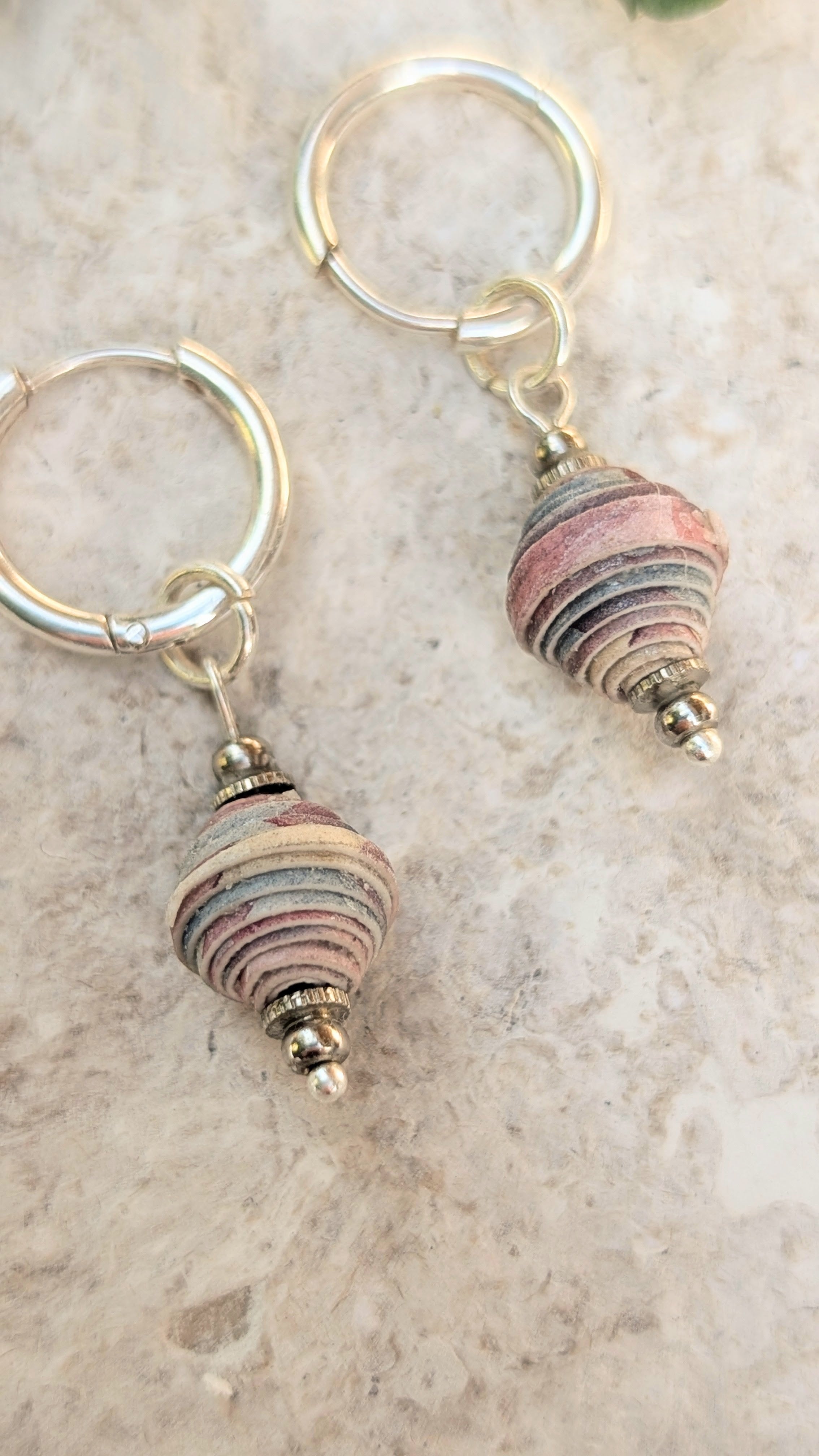 Handmade Paper Bead Hoop Earrings – Sustainable Jewellery