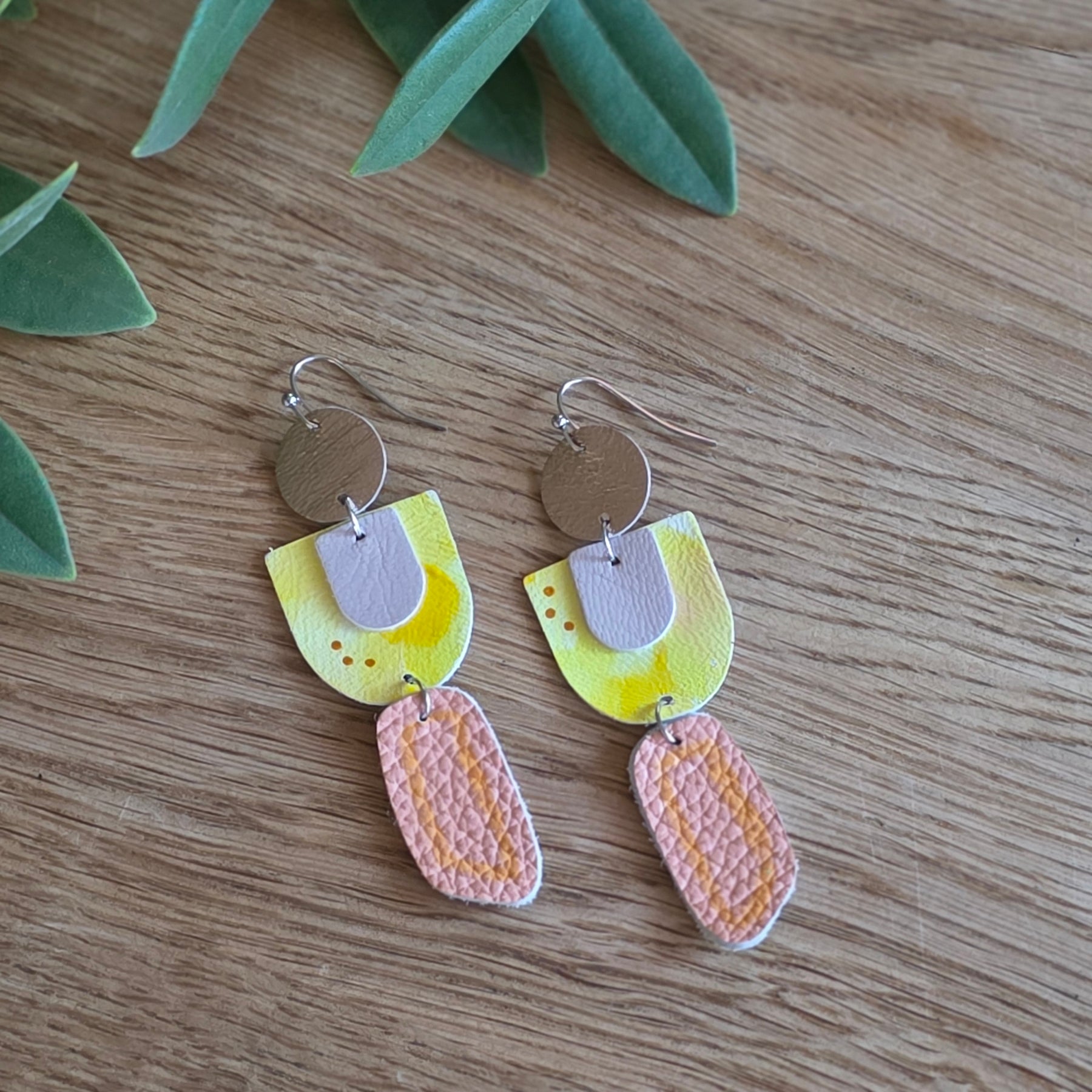 Classica Musa Leather Earrings – Citrus Meringue