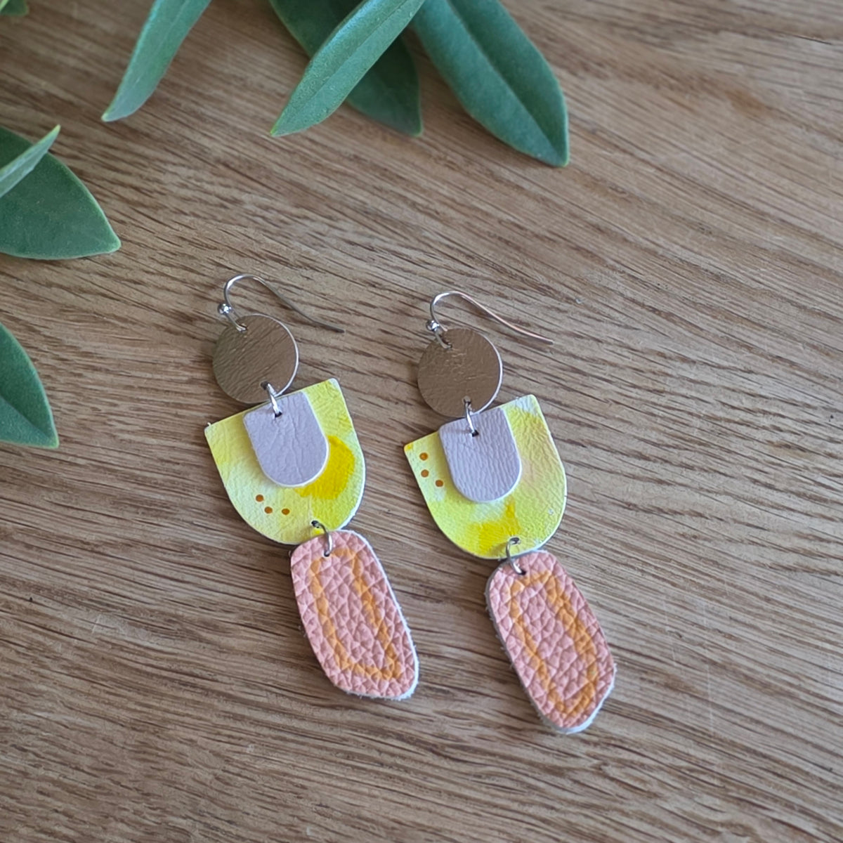 Classica Musa Leather Earrings – Citrus Meringue
