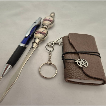 Handmade Leather Keyring Notebook with Charm