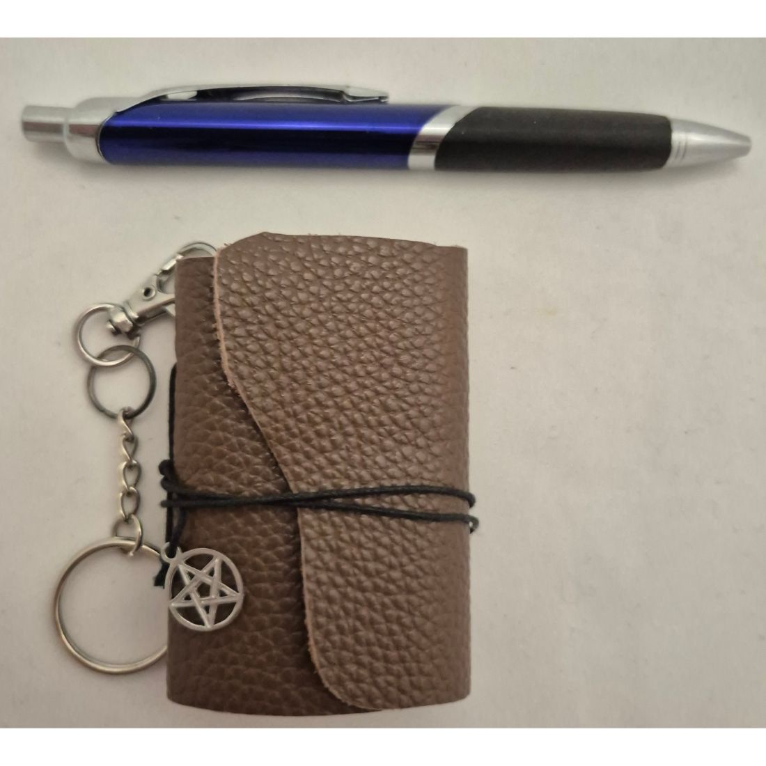 Handmade Leather Keyring Notebook with Charm