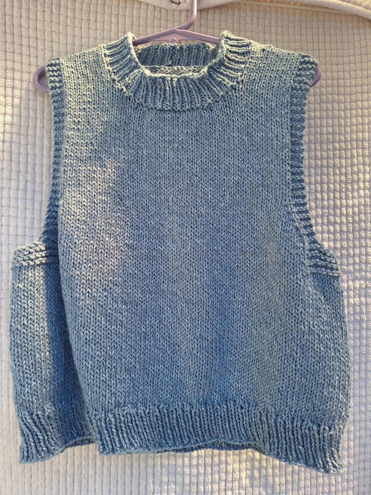 Handknitted Child's Between Seasons Vest Sz 4-6 Yrs