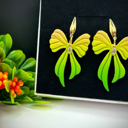 Enchanted Green Bow Earrings