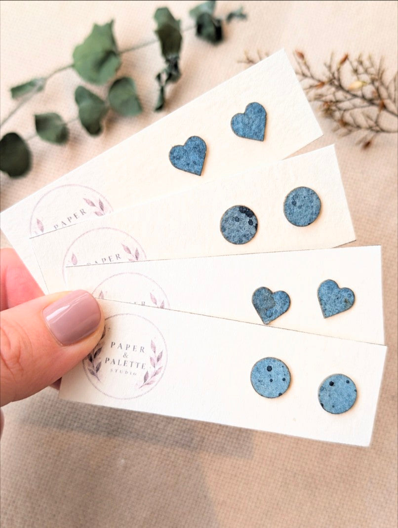 Eco Friendly Handmade Stud Earrings - Hand Painted Watercolour Stud Earrings