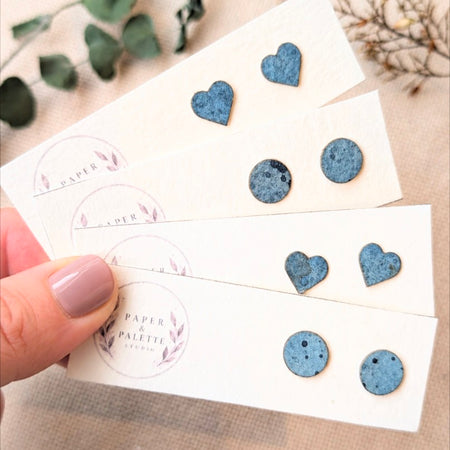 Eco Friendly Handmade Stud Earrings - Hand Painted Watercolour Stud Earrings