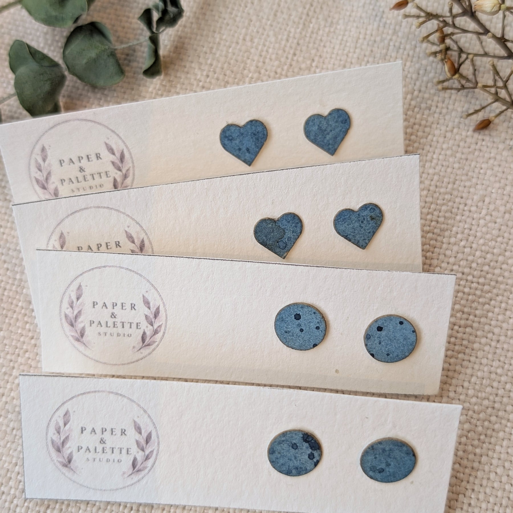 Eco Friendly Handmade Stud Earrings - Hand Painted Watercolour Stud Earrings