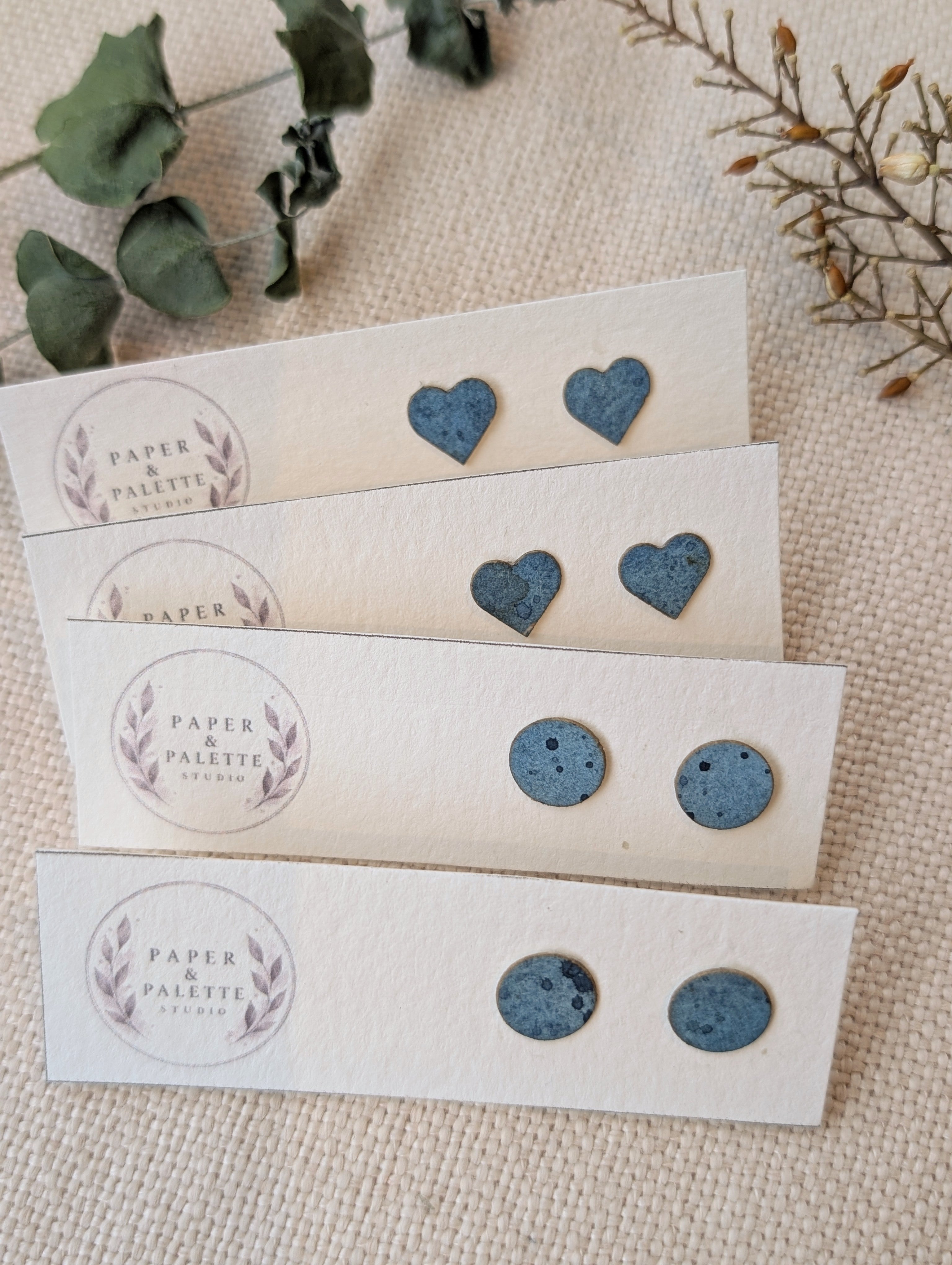 Eco Friendly Handmade Stud Earrings - Hand Painted Watercolour Stud Earrings