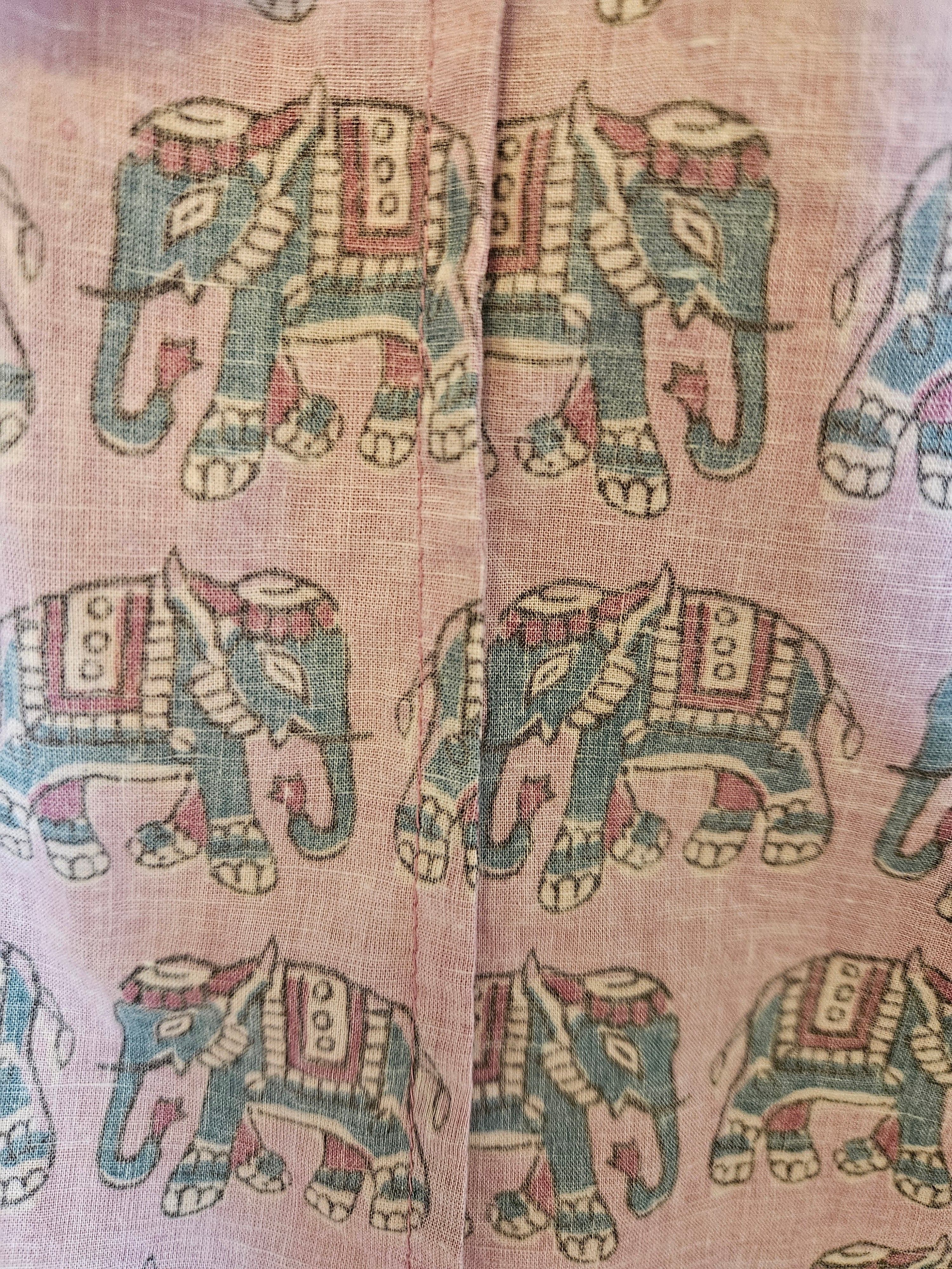 Dressing Gown 100% Cotton Pink Elephants