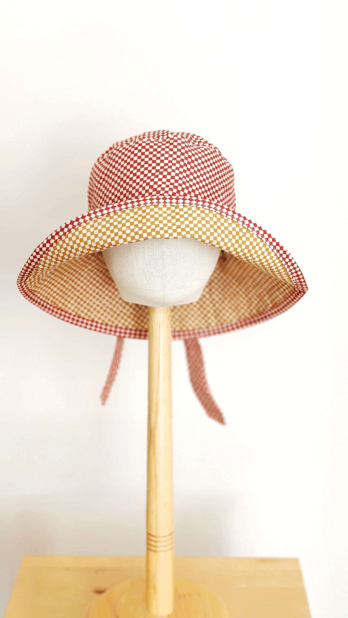 Kids Summer Reversible Sun, Gingham Kids Sun Hat