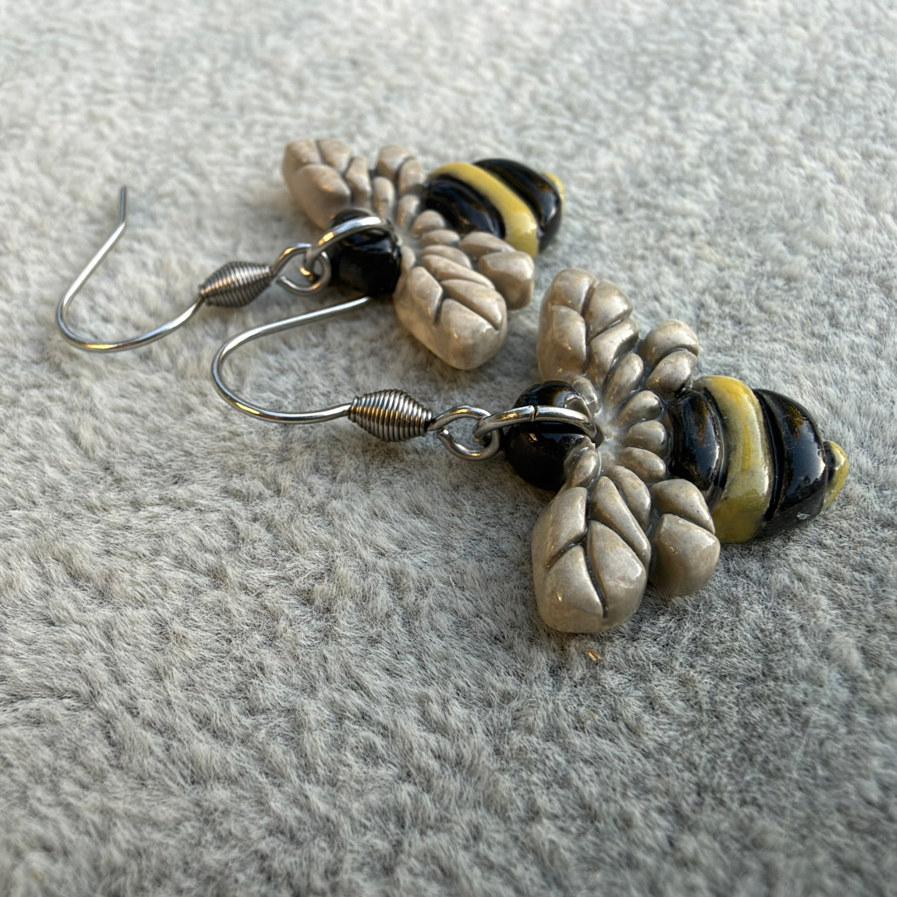 Ceramic Bee Earrings Dangle