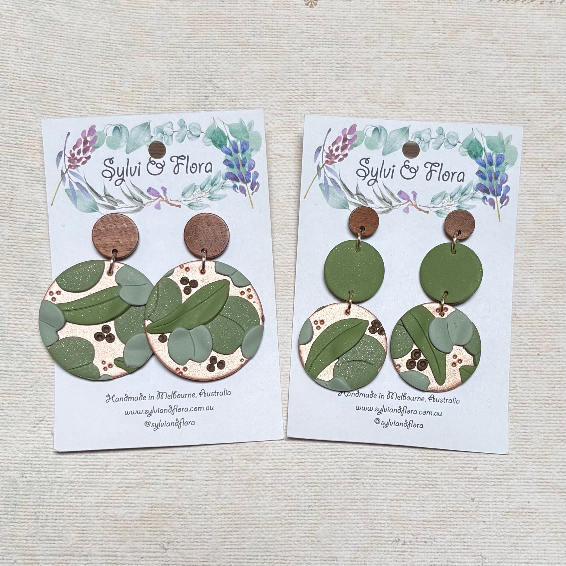 Eucalypts Earrings - Round, various sizes